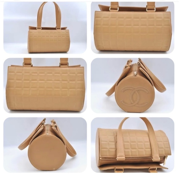 🔥🔥 $2000 CHANEL Chocolate Bar CC Logo Shoulder Hand Bag Beige - Picture 5 of 12